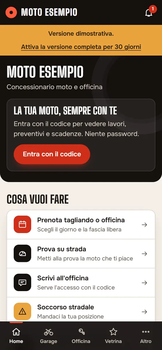 L'app dei clienti sul telefono