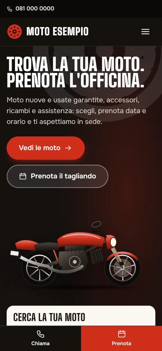 Il sito visto dal telefono